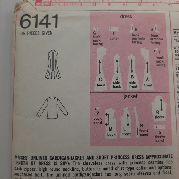 SIMPLICITY PATTERN 6141 JACKET AND DRESS - Picture 6 of 9